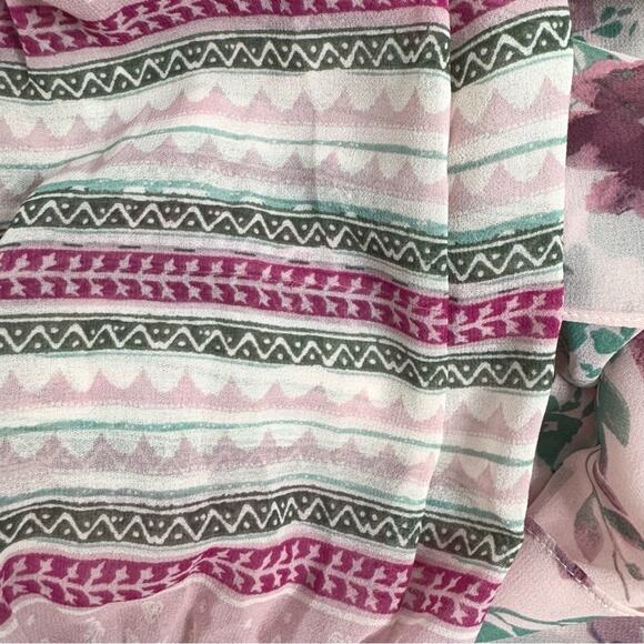 Misa Los Angeles Revolve Pink Green Floral Festival Bohemian Blouse Women’s XS - Picture 8 of 12